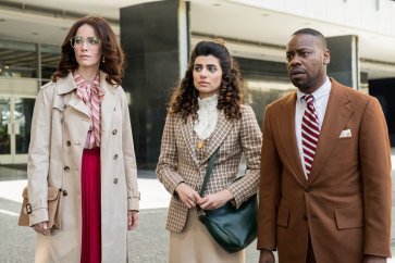 TIMELESS -- "The Day Reagan Was Shot" Episode 208 -- Pictured: (l-r) Abigail Spencer as Lucy Preston, Claudia Doumit as Jiya, Malcolm Barrett as Rufus Carlin -- (Photo by: Colleen Hayes/NBC)
